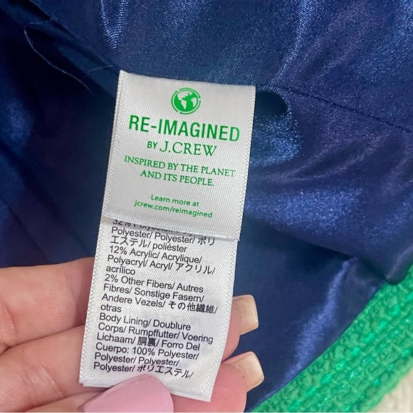 J. Crew Louisa Lady Summer Green Sequin Tweed Knit Gold Button Jacket | Size 6 - Picture 16 of 16